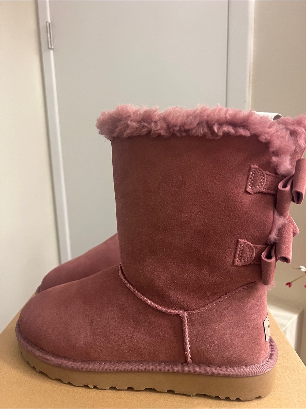 UGG Short Shearling Boots in Dusty Rose Pink - Picture 4 of 9
